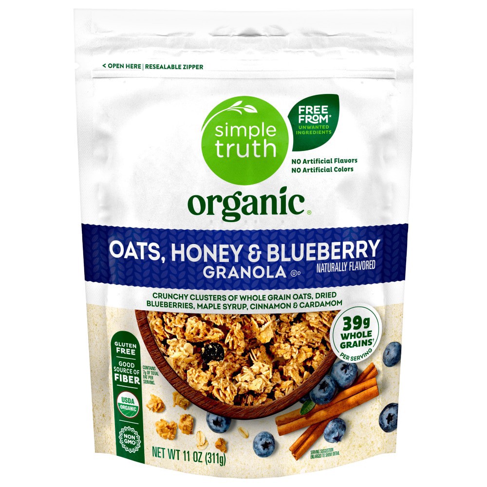 slide 2 of 2, Simple Truth Organic Oats Honey And Blueberry Granola, 11 oz
