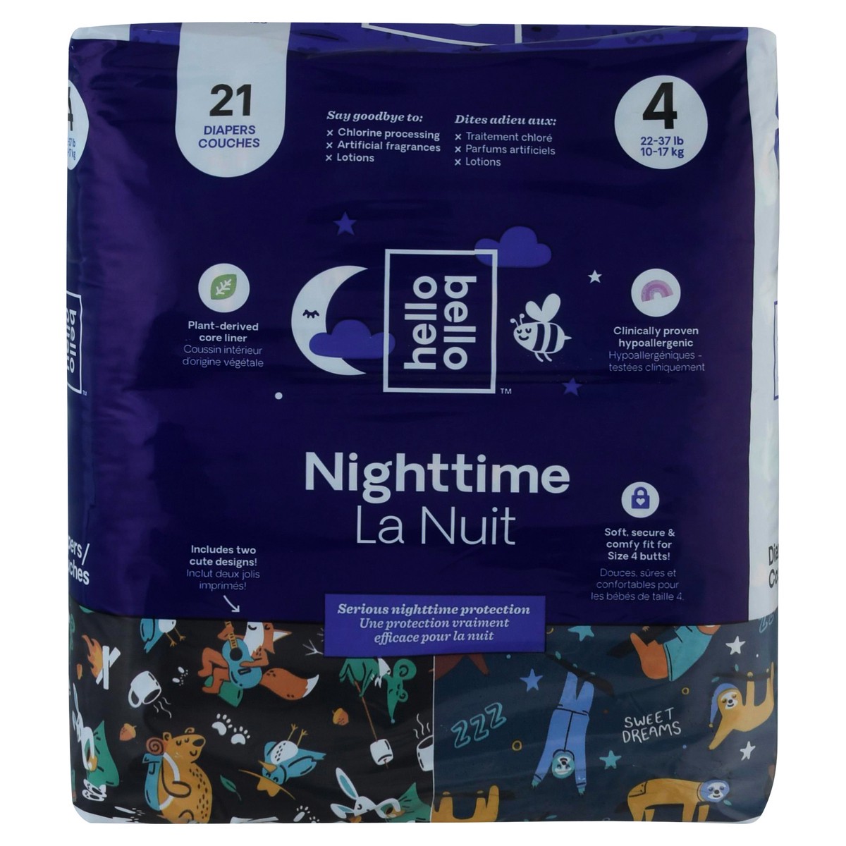 slide 9 of 12, Hello Bello 4 (22-37 lb) Nighttime Diapers 21 ea, 21 ct