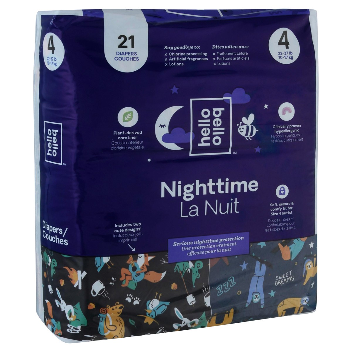 slide 11 of 12, Hello Bello 4 (22-37 lb) Nighttime Diapers 21 ea, 21 ct