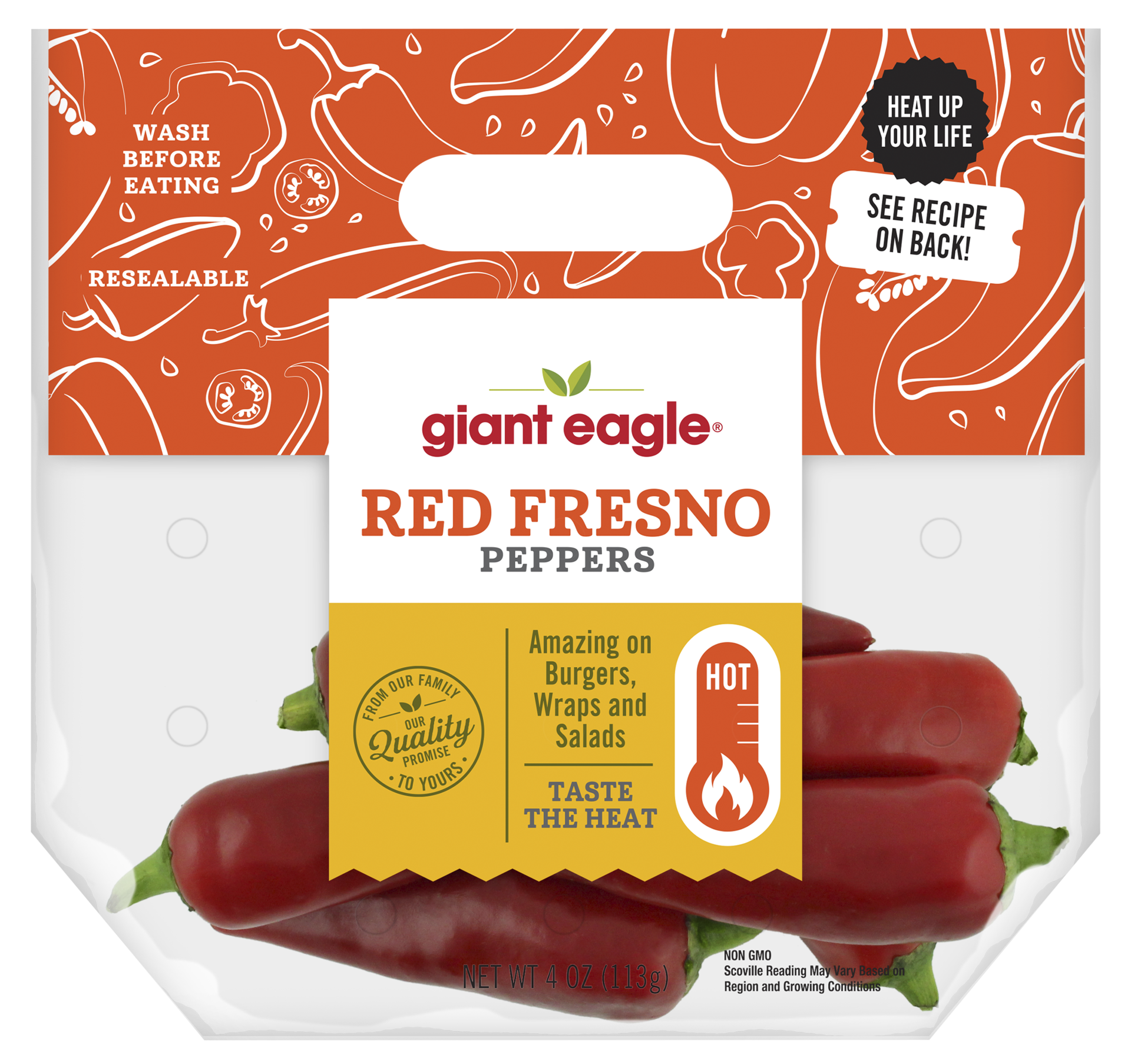 slide 1 of 1, Giant Eagle Peppers, Red Fresno, 4 oz