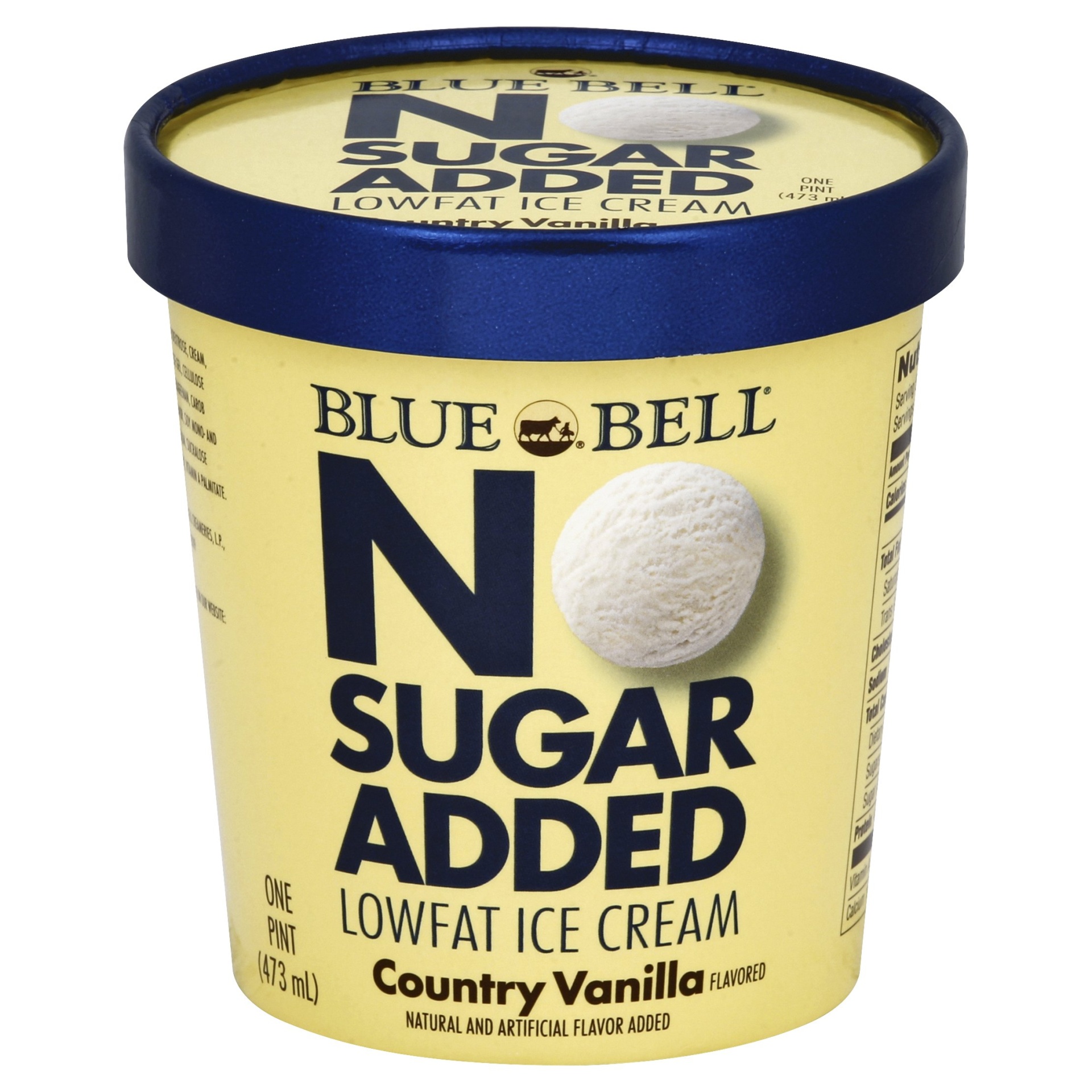 slide 1 of 1, Blue Bell Country Vanilla Ice Cream No Sugar Added, 16 fl oz