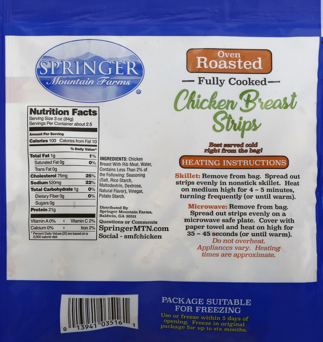 slide 10 of 12, Springer Mountain Farms Oven Roasted Chicken Breast Strips 8 oz, 8 oz