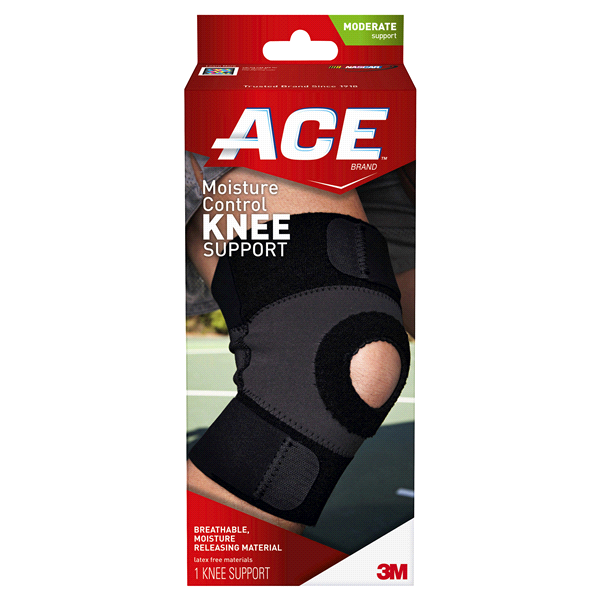slide 1 of 1, ACE Brand Moisture Control Knee Support, Large, LG