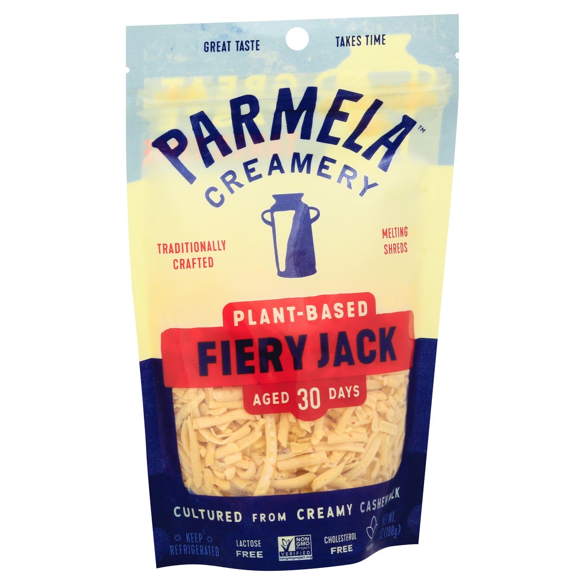 slide 3 of 10, Parmela Creamery Plant-Based Melting Shreds Fiery Jack Cheese 7 oz, 7 oz