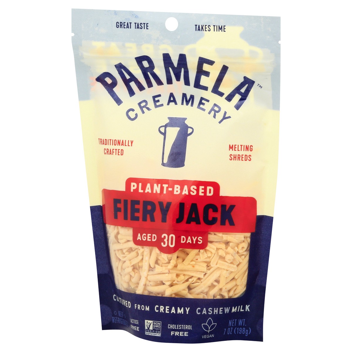 slide 4 of 10, Parmela Creamery Plant-Based Melting Shreds Fiery Jack Cheese 7 oz, 7 oz