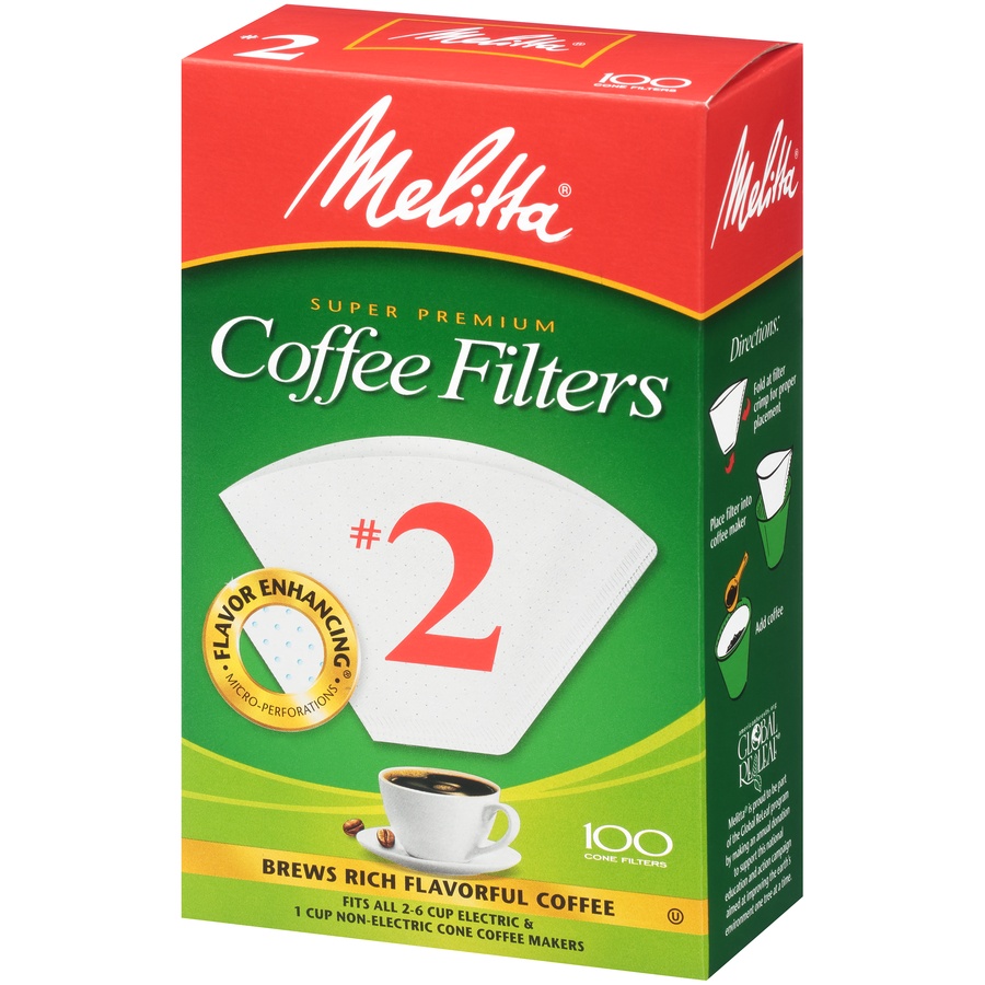 slide 3 of 6, Melitta #2 White Cone Coffee Filters, 100 ct