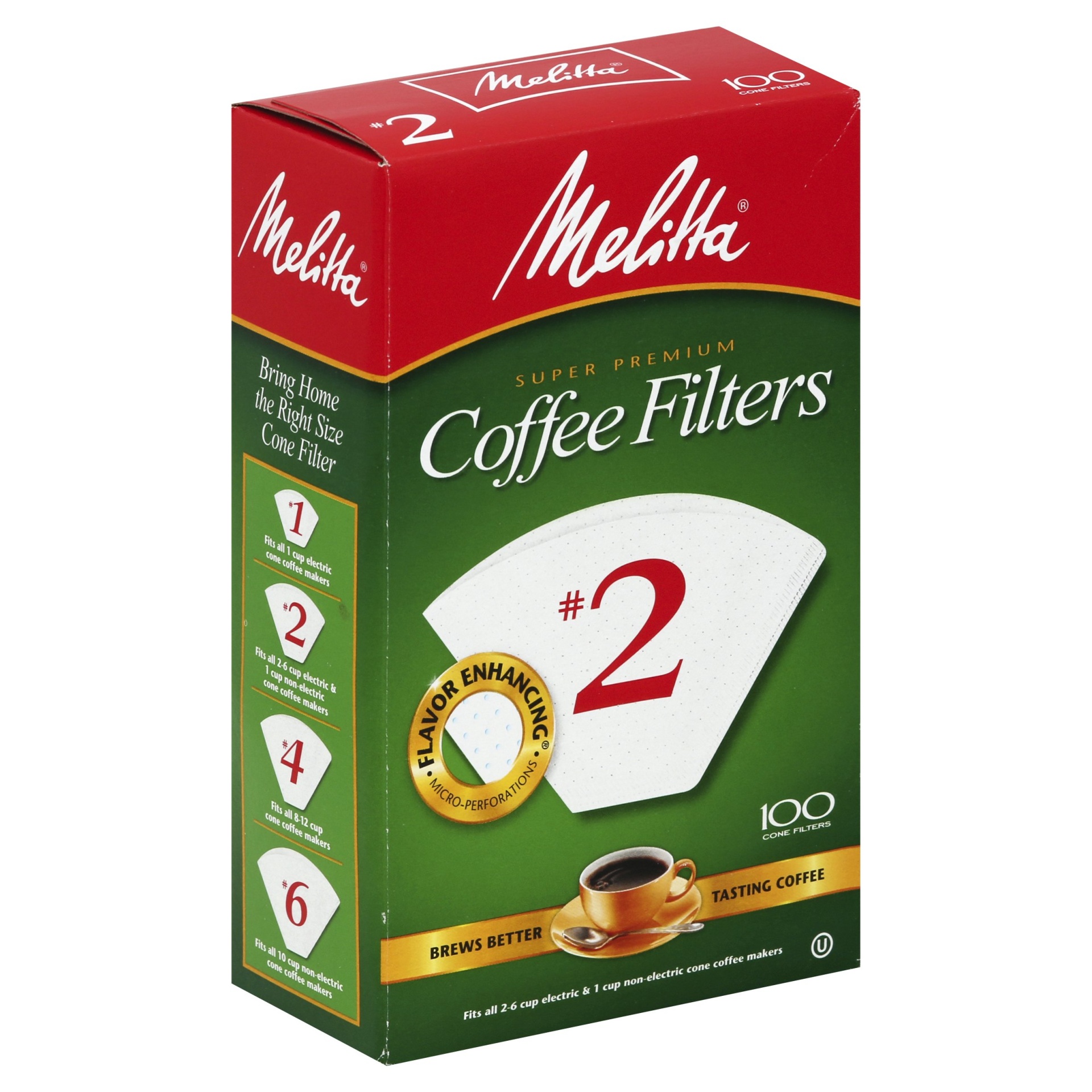 slide 1 of 6, Melitta #2 White Cone Coffee Filters, 100 ct