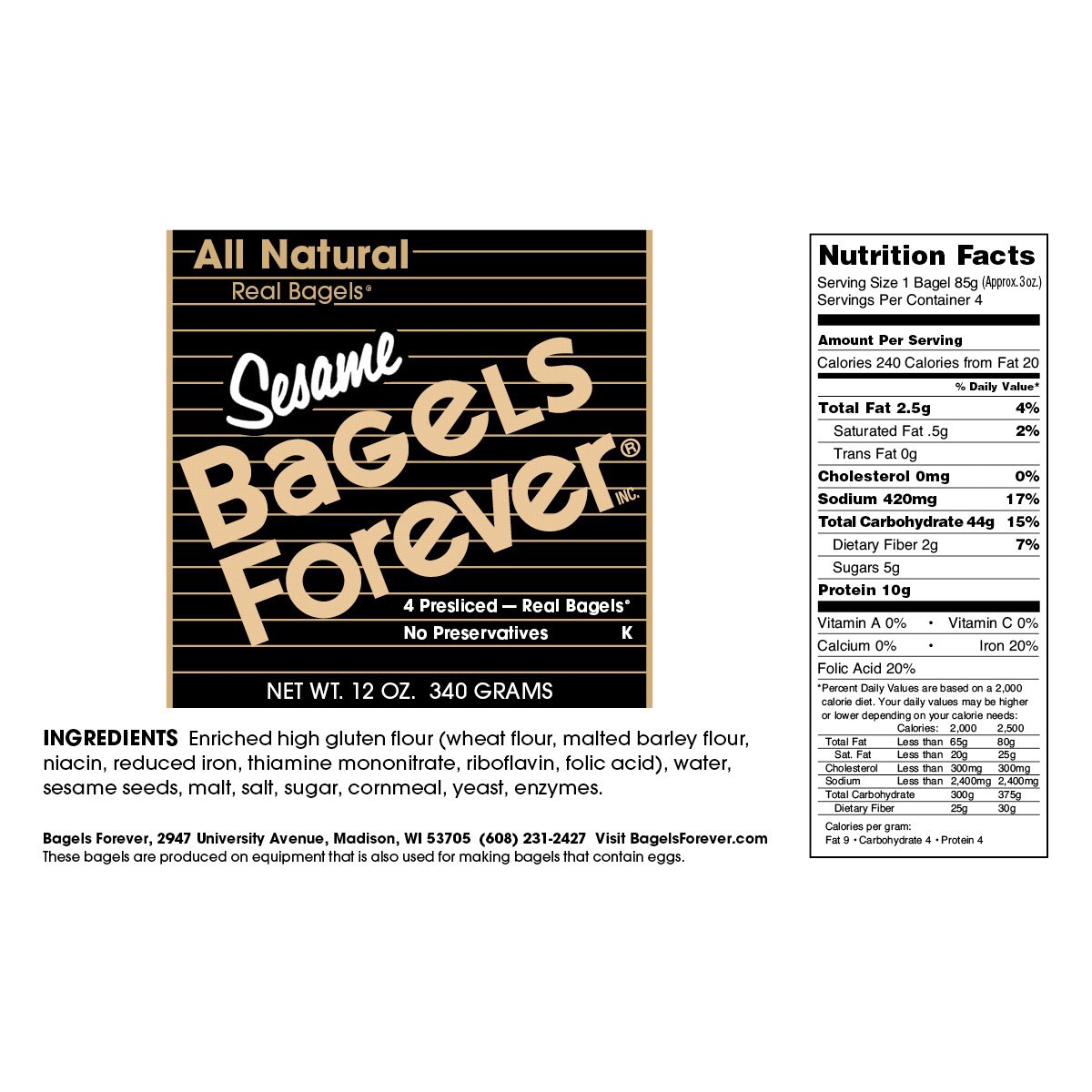 slide 2 of 2, Bagels Forever Sesame Bagels, 4 ct