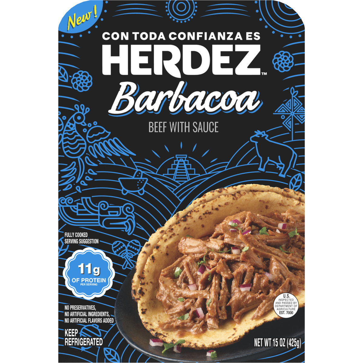 slide 1 of 7, HERDEZ Fully Cooked Entree Beef Barbacoa, 15 oz
