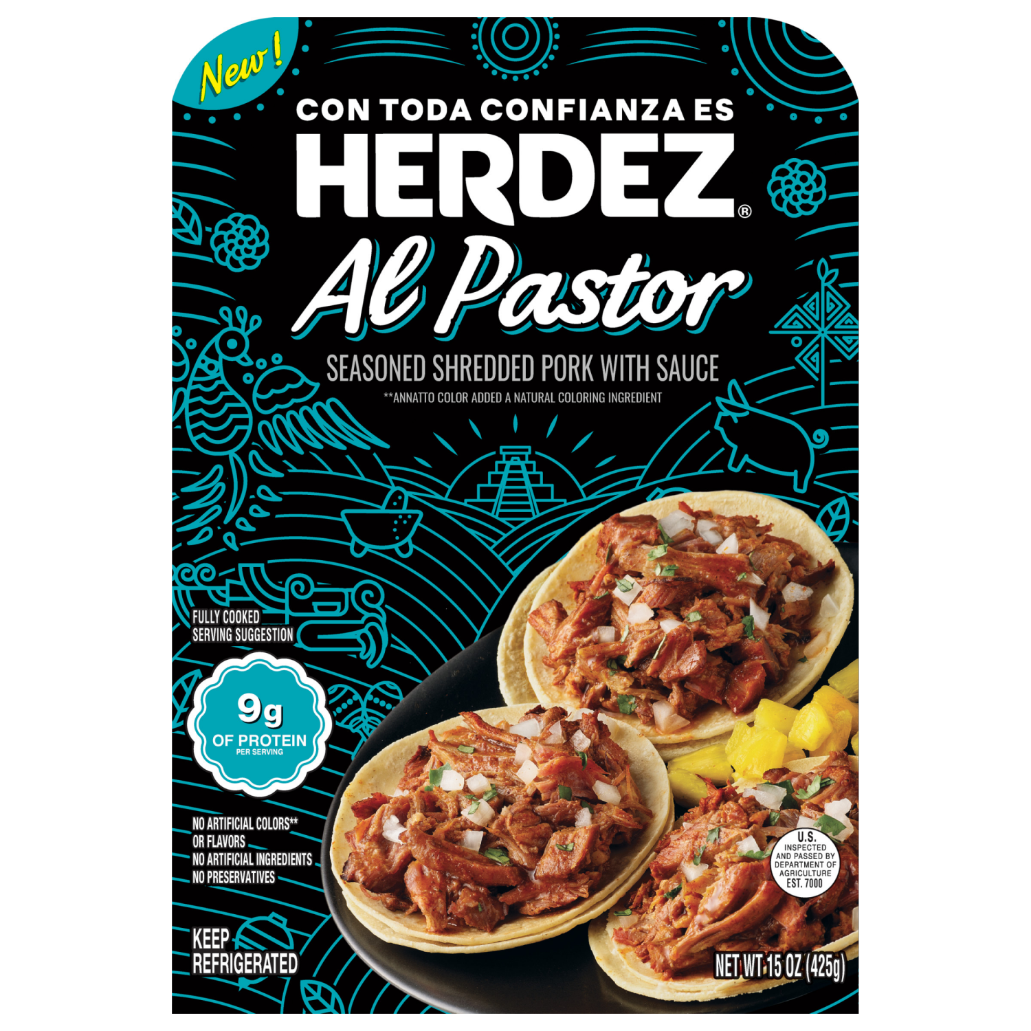 slide 1 of 5, Herdez® Al Pastor Seasoned Shredded Pork With Sauce, 15 oz