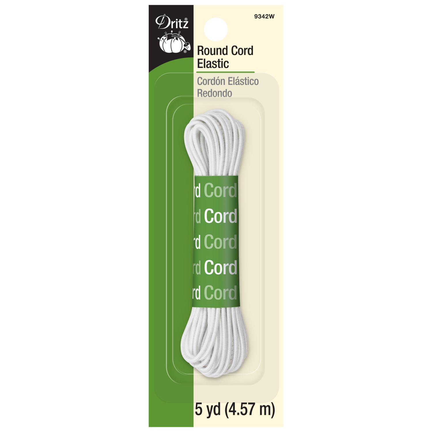 slide 1 of 2, Dritz Elastic, Cord - Round - White, 5 Yd., 1 ct