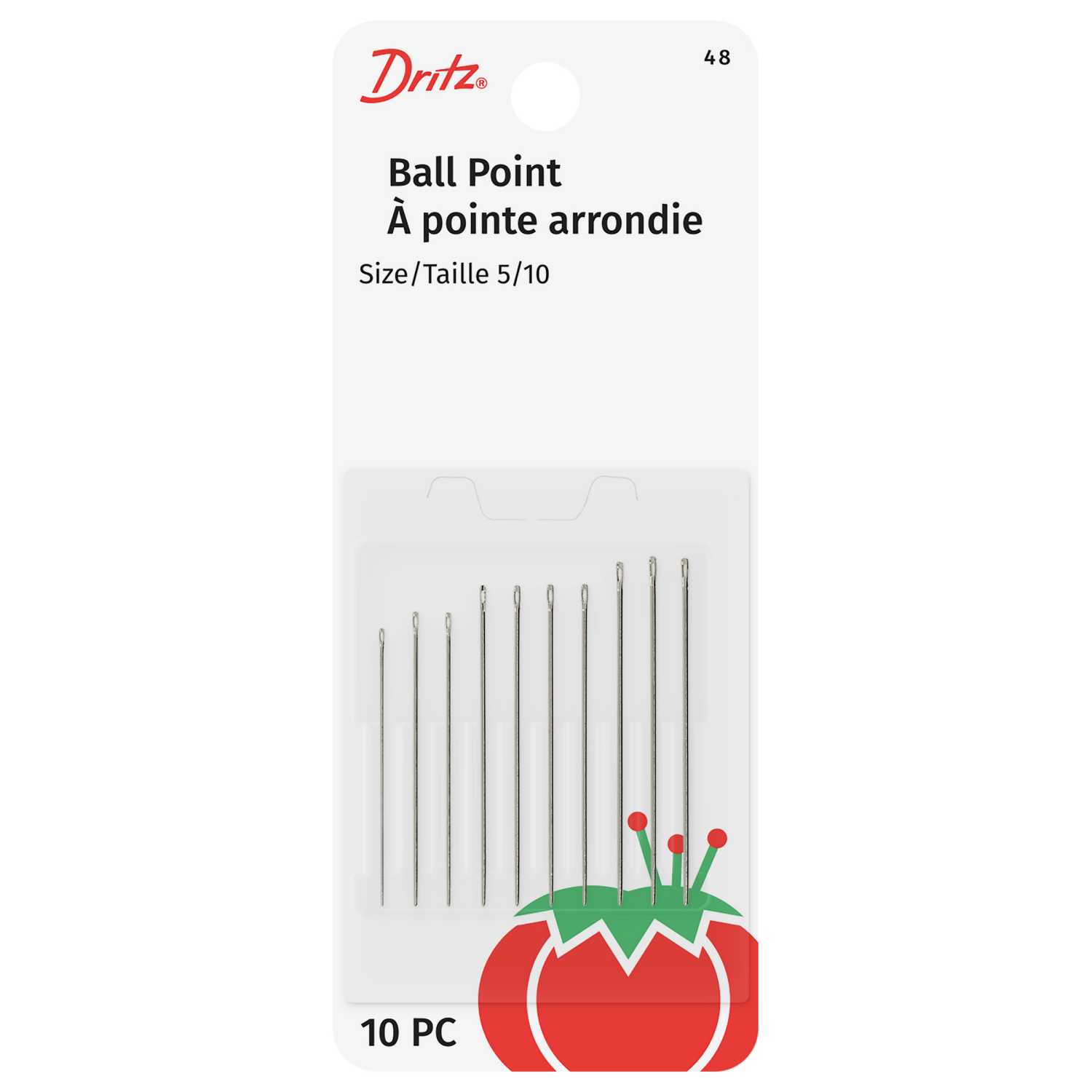 slide 1 of 3, Dritz Needle Ball Point, Sz5/10, 10pc, 10 ct