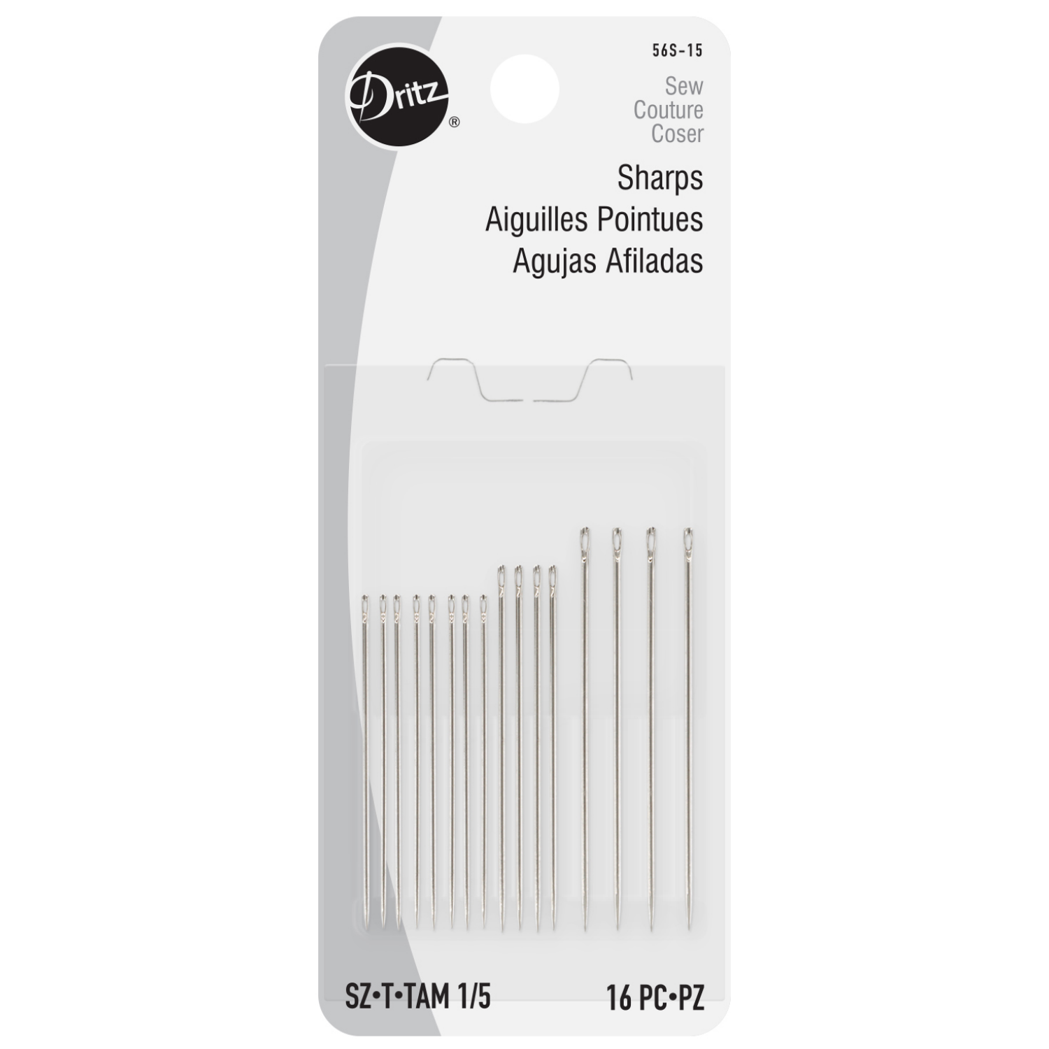 slide 1 of 3, Dritz Hand Needles, Sharps - Size 1/, 5 x 16 ct