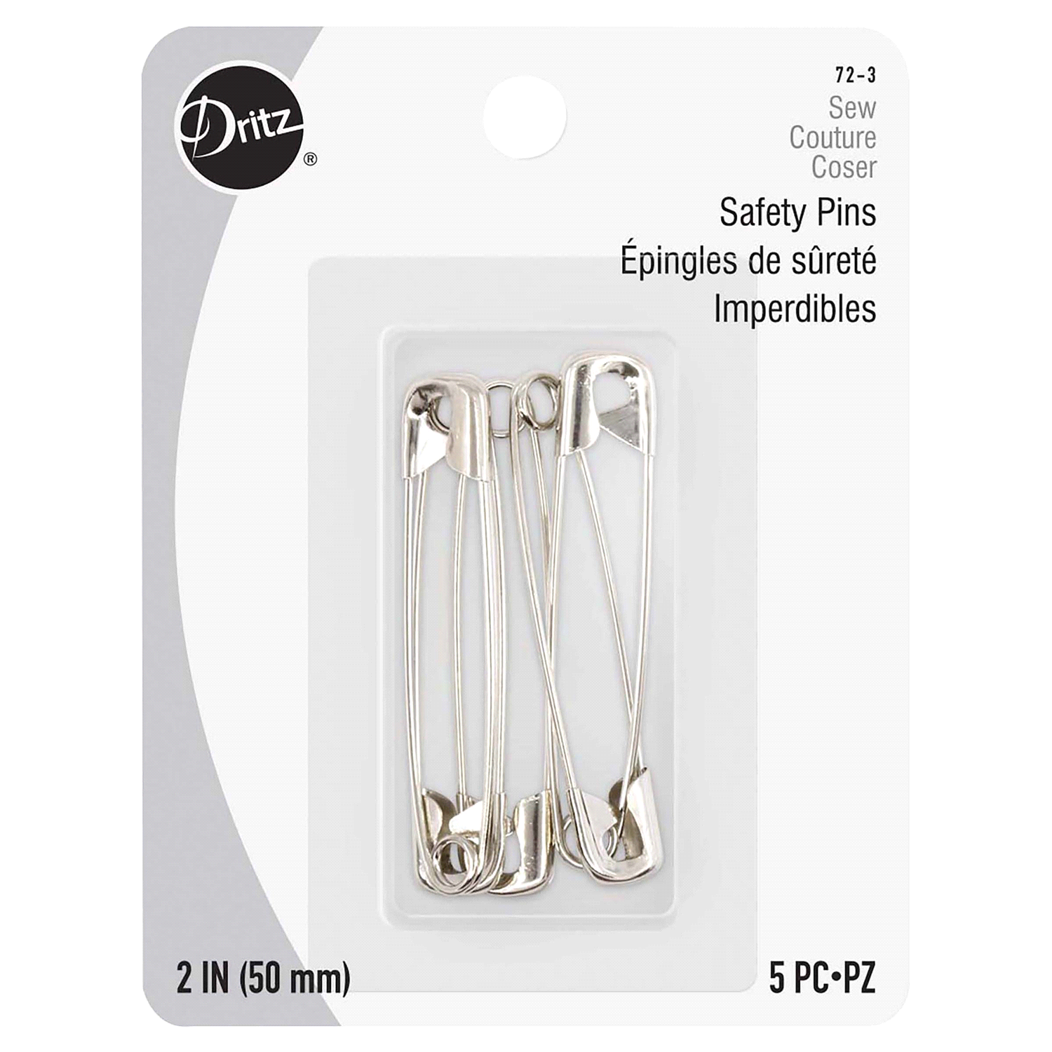 slide 1 of 1, Dritz Pins - Safety Pins, Size, 3 x 5 ct