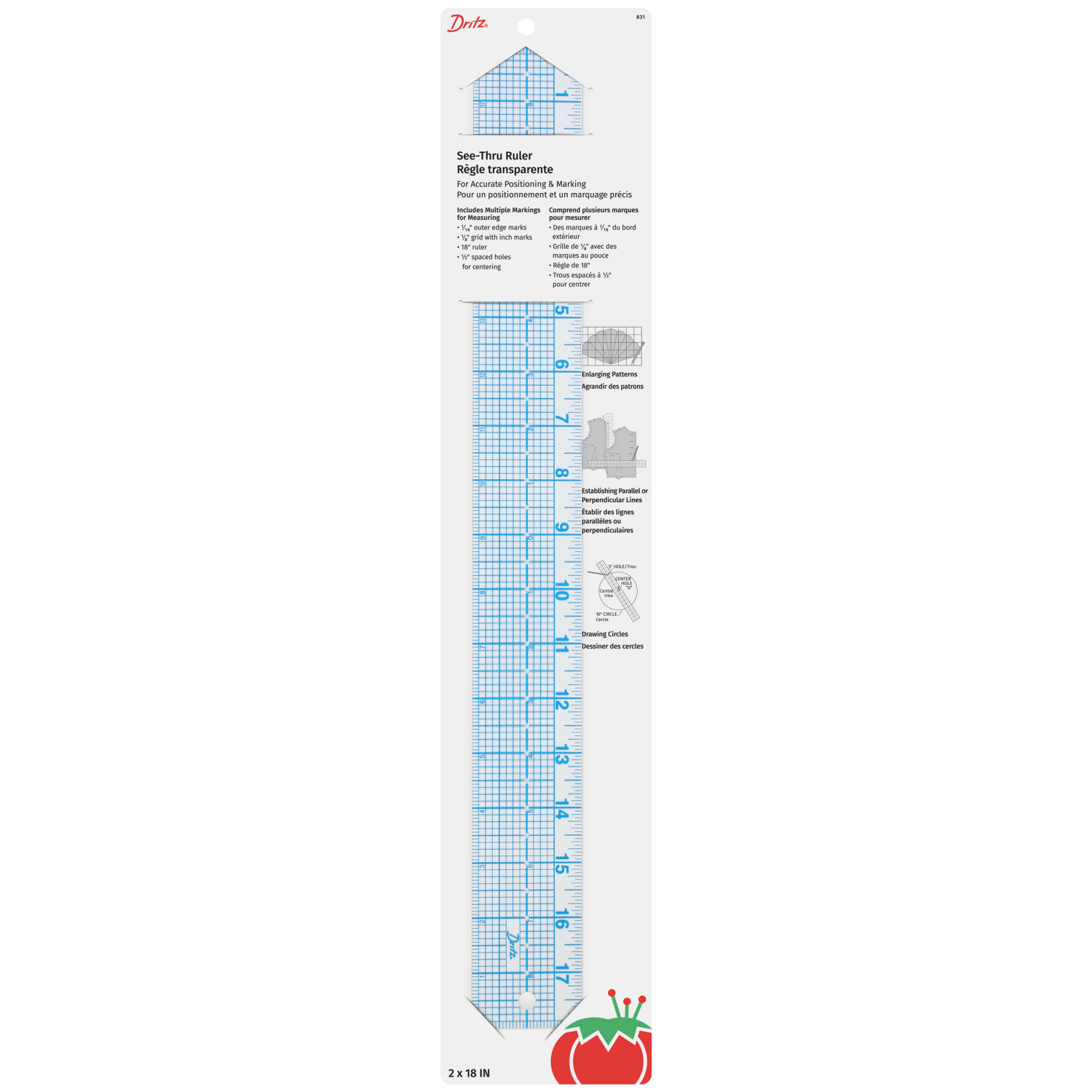 slide 1 of 3, Dritz Ruler See-Thru, 2in x 18in, 18 in