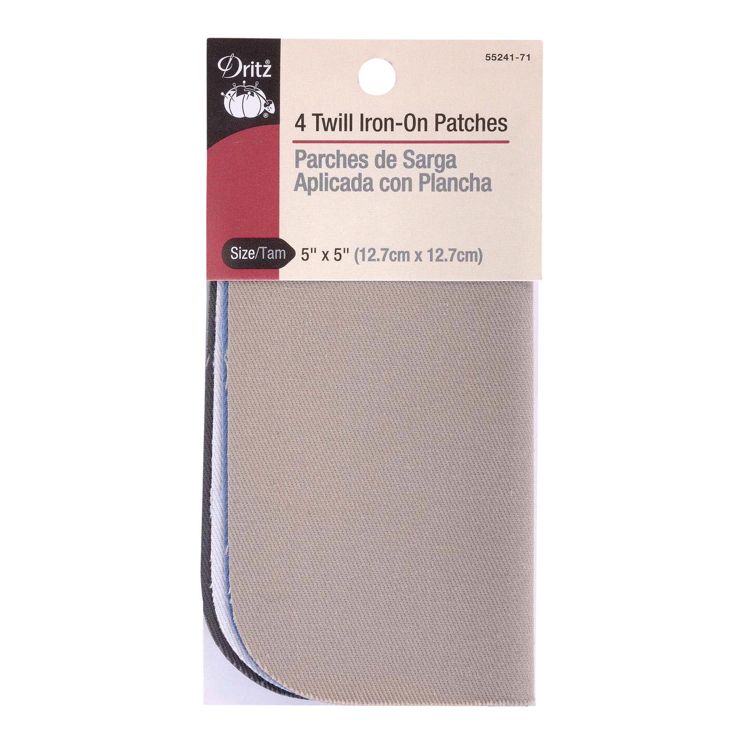 slide 1 of 1, Dritz Patches, Iron-On - Twill - Light Colors, 5" x 5", 4 ct