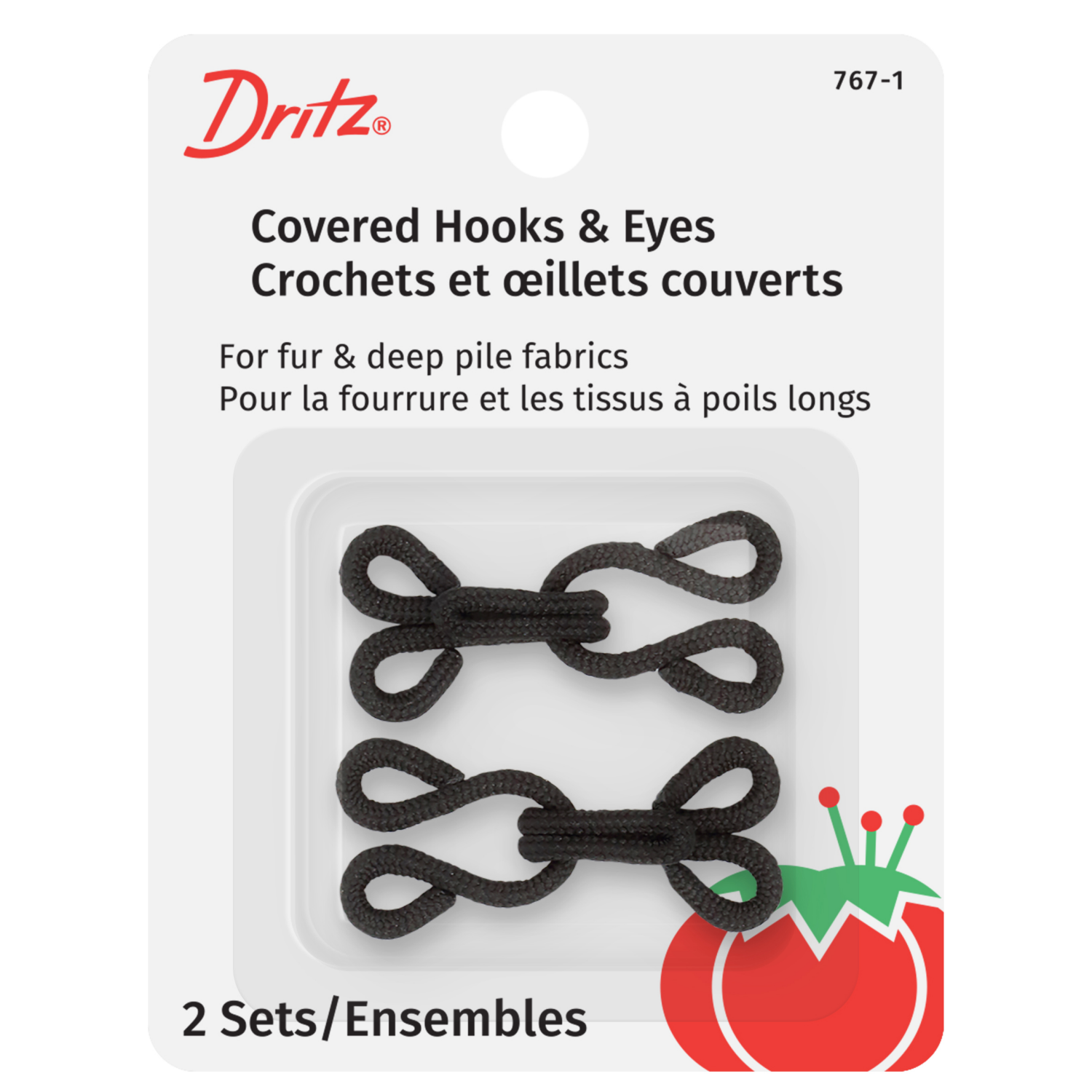 slide 1 of 3, Dritz Covered Hooks & Eyes Black - 2 Sets, 1 ct