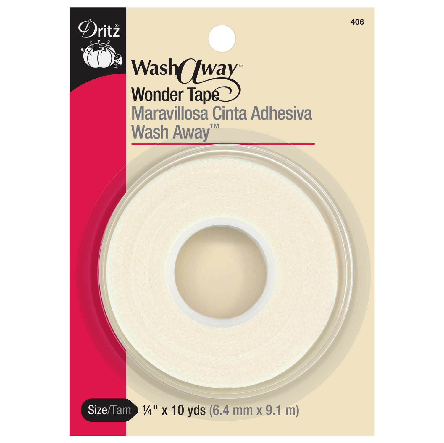 slide 1 of 3, Dritz Tape WashAway Wonder Tape, DblSide, 1/4in, 10yd, 10 yd