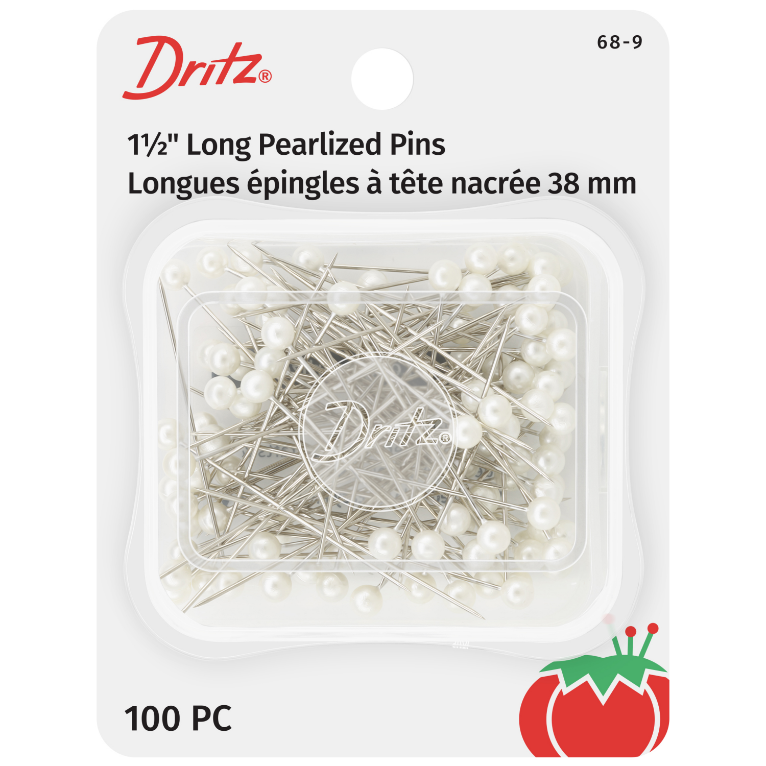 slide 1 of 3, Dritz Pins - Pearlized - Long - White, 1-1/2", 100 ct