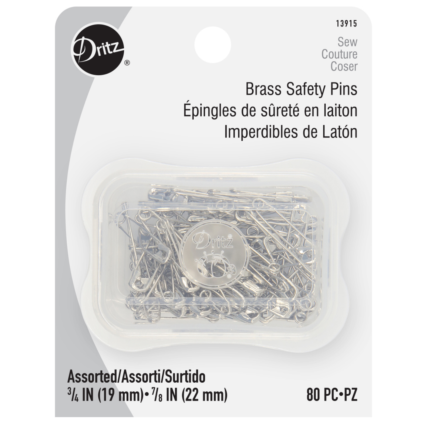 slide 1 of 3, Dritz Safety Pins Nkl Pltd Brass Sz 00-0, 80 ct