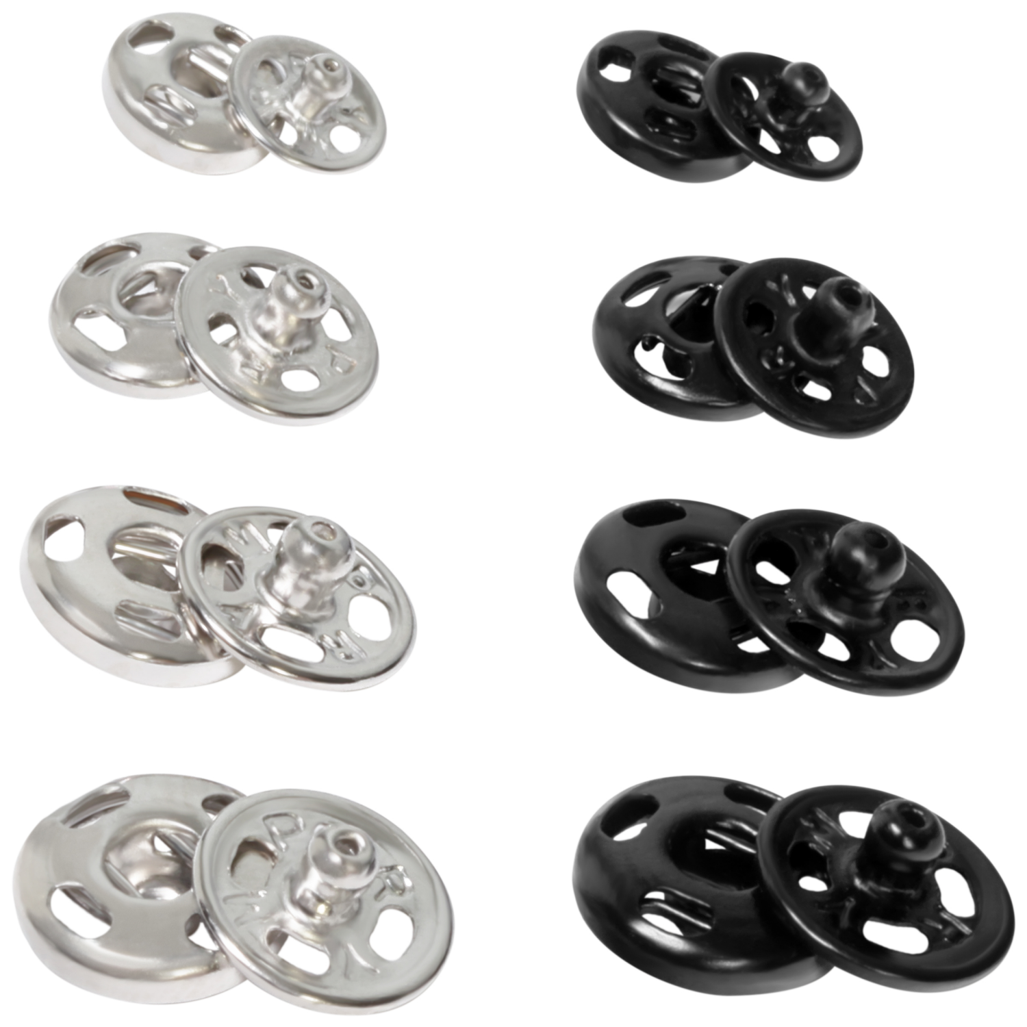 slide 3 of 3, Snap Sew On Nkl Blk Brass SzAsst Sets 36, 1 ct