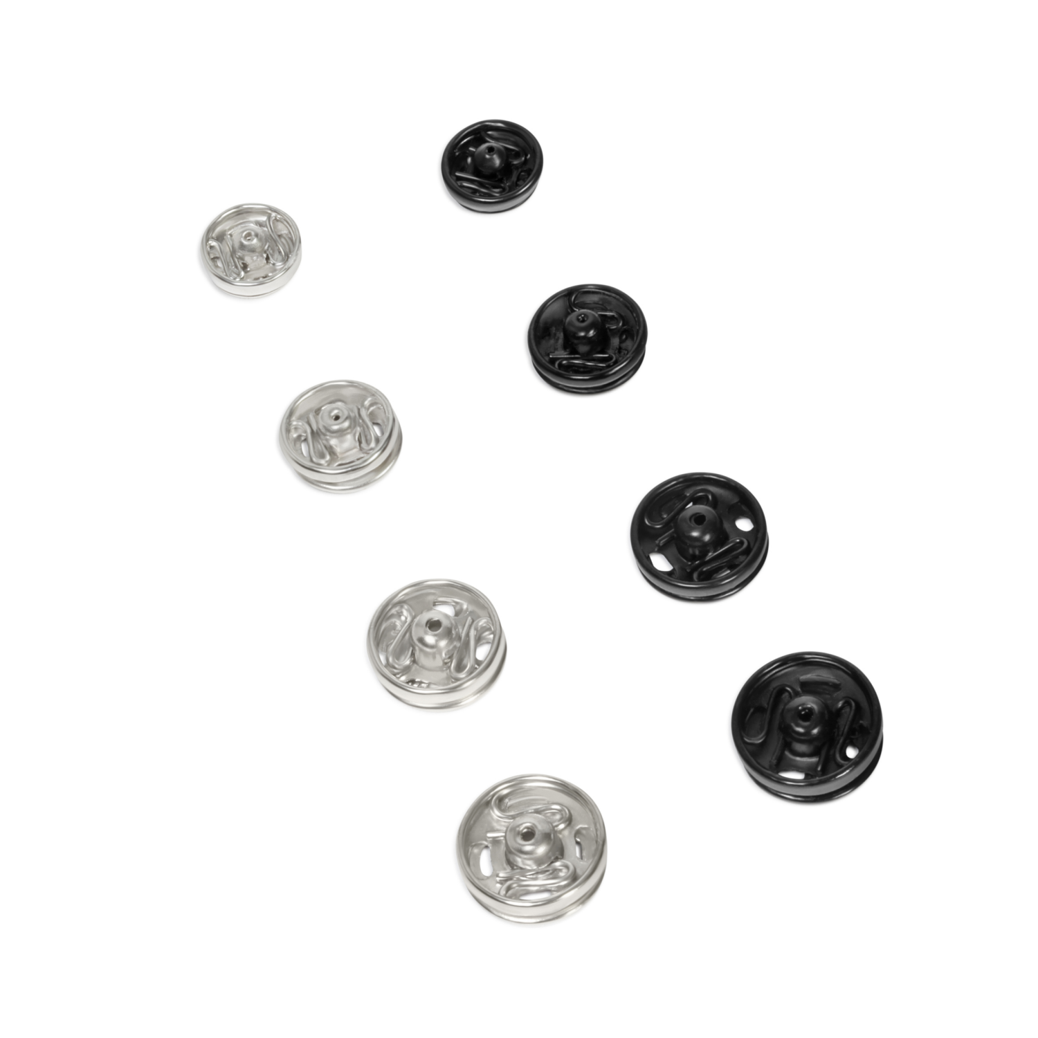 slide 2 of 3, Snap Sew On Nkl Blk Brass SzAsst Sets 36, 1 ct