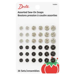 Snap Sew On Nkl Blk Brass SzAsst Sets 36