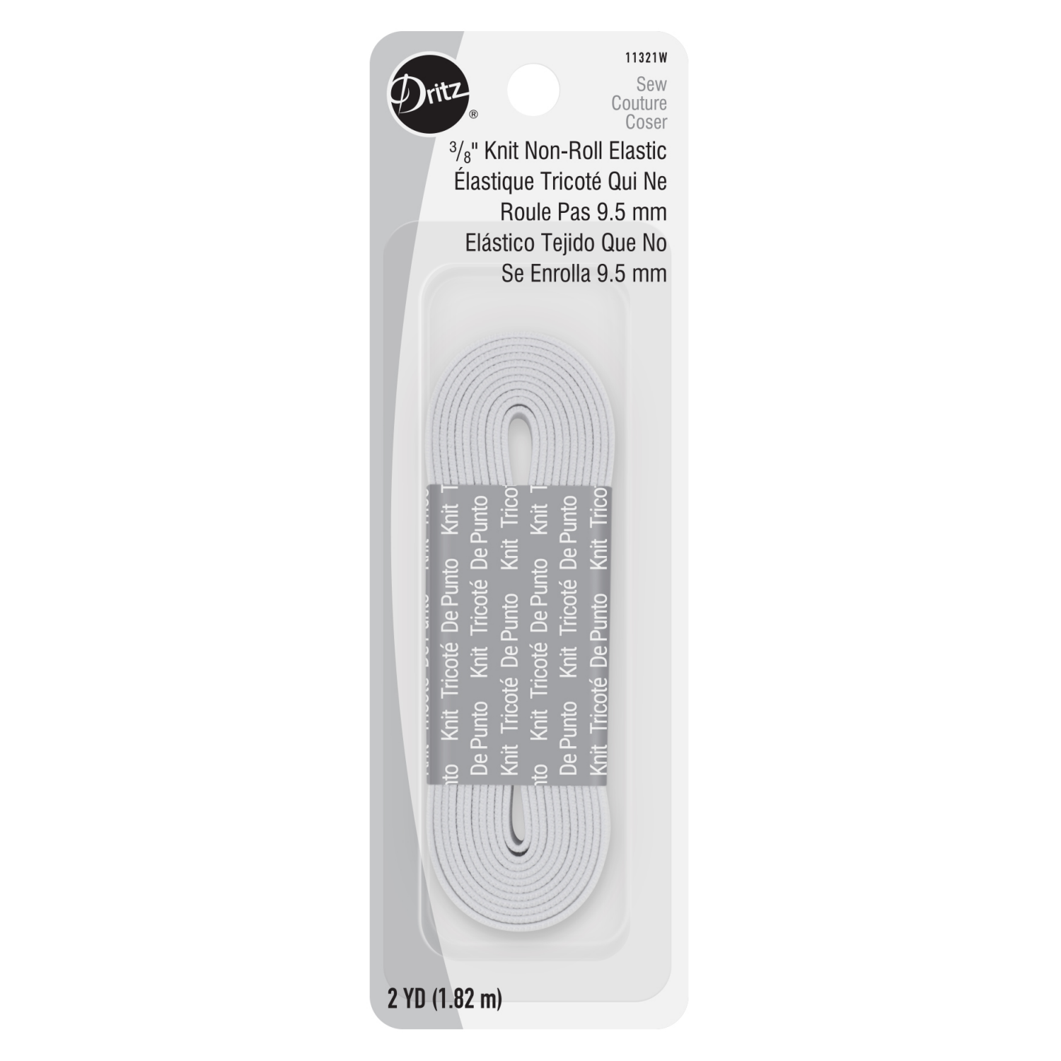 slide 1 of 1, Dritz Elastic Knit Non-Roll White, 3/8in, 2yd, 1 ct