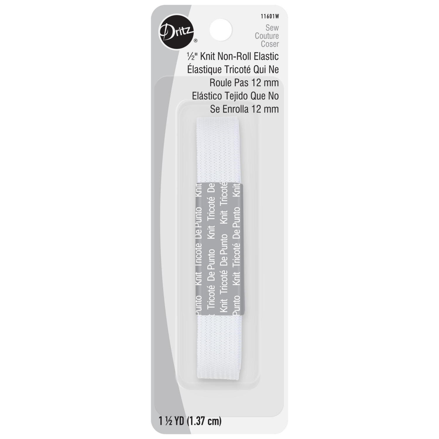 slide 1 of 2, Dritz Elastic Knit Non-Roll White, 1/2in, 1-1/2yd, 1 ct