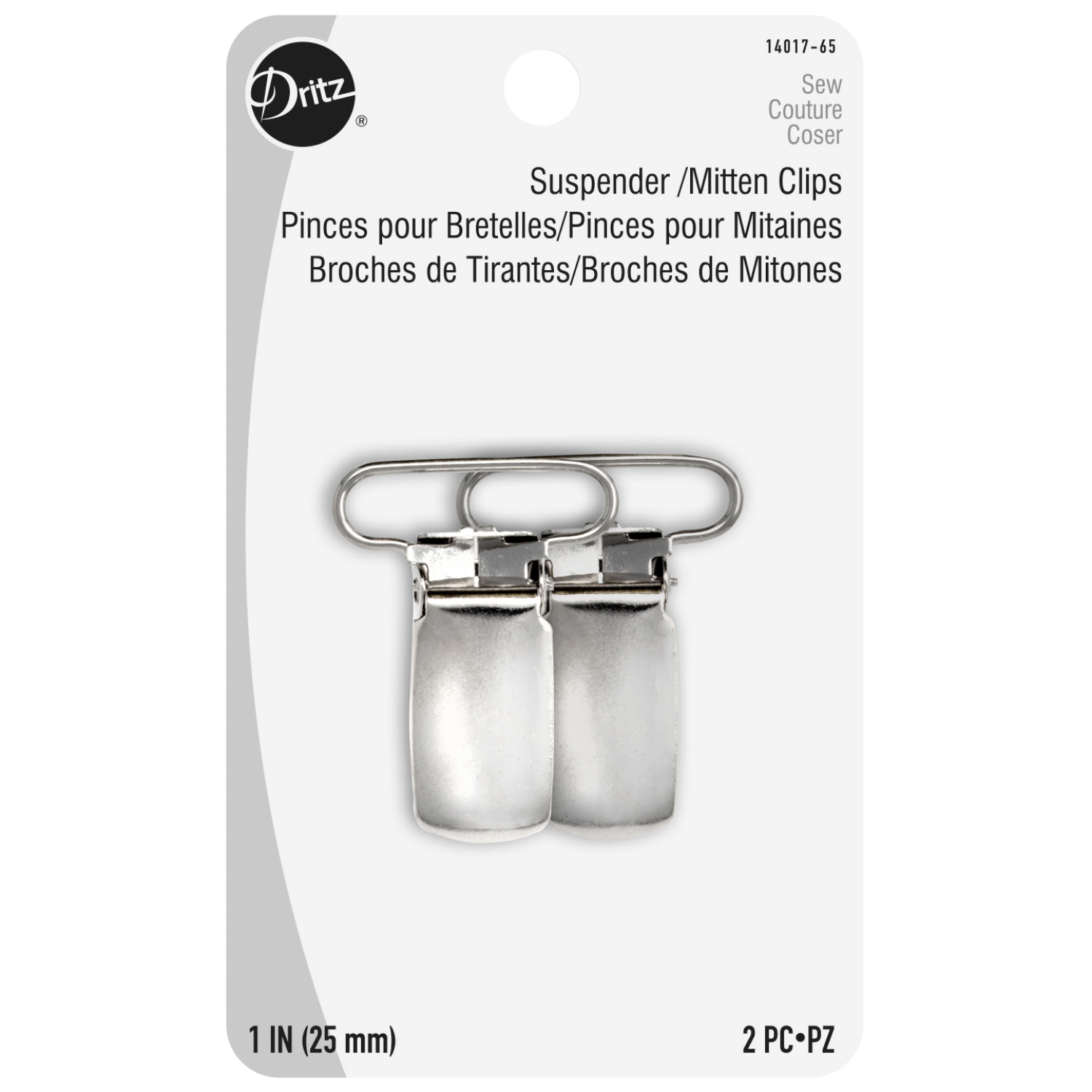 slide 1 of 3, Dritz Suspender & Mitten Clips - Nickel, 1", 2 ct