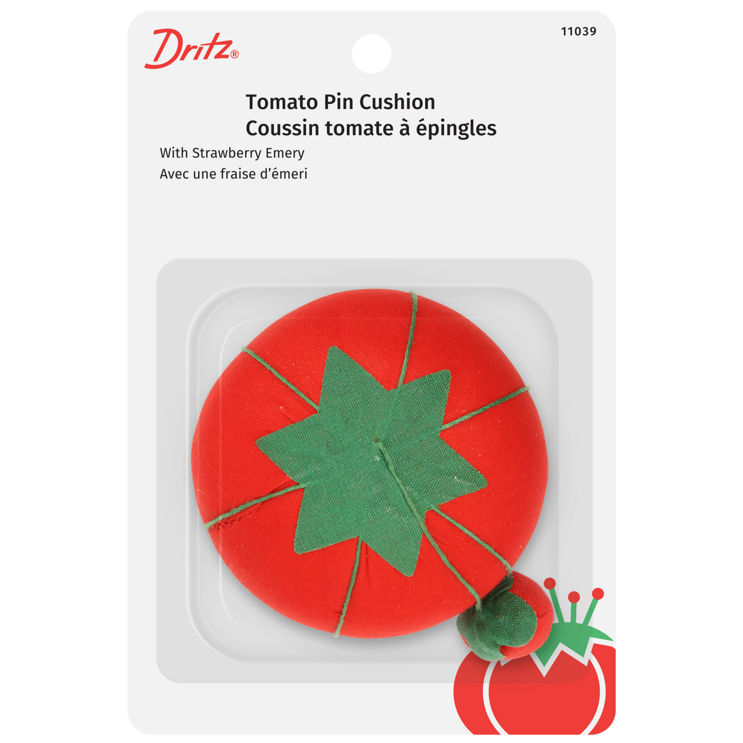 slide 1 of 1, Dritz Pin Cushion - Tomato with Emery, Size 2-3/4", 1 ct