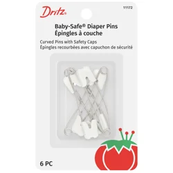 Pin Diaper Baby-Safe Wht 6 pc