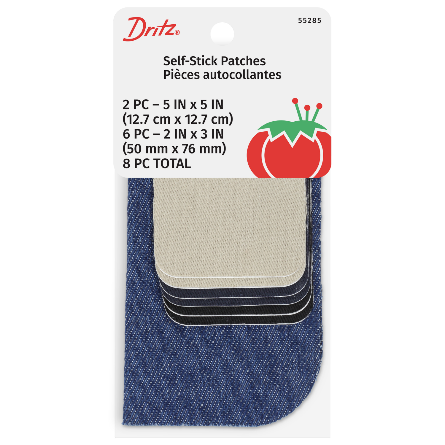 slide 1 of 3, Dritz Self Stick Patches Denim Twill, 8 Asst, 1 ct