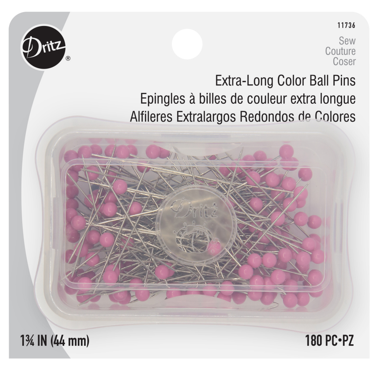 slide 1 of 3, Dritz Straight Pins XL, Size 28, 180 pc, 180 ct