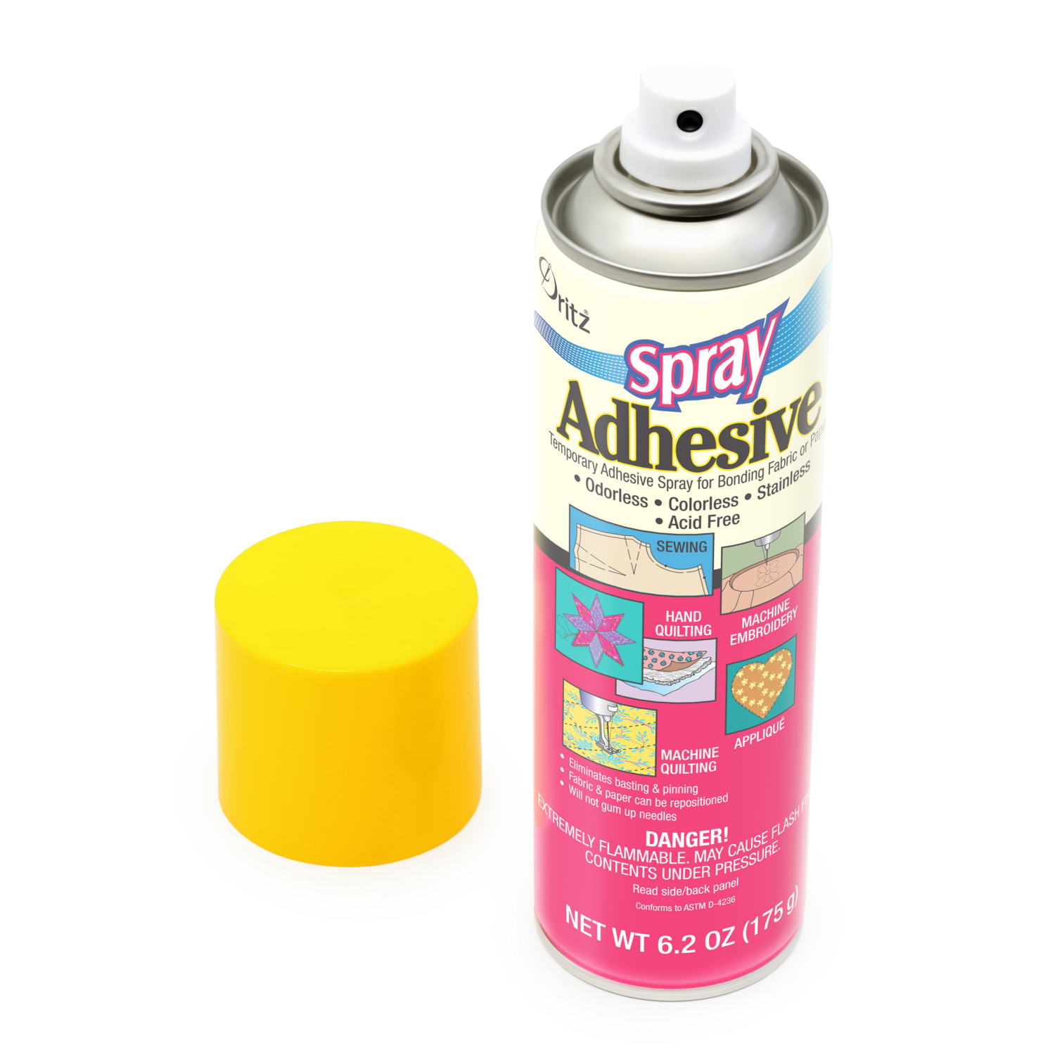 slide 2 of 2, Dritz Temporary Adhesive Spray, 6.2oz, 6.2 oz