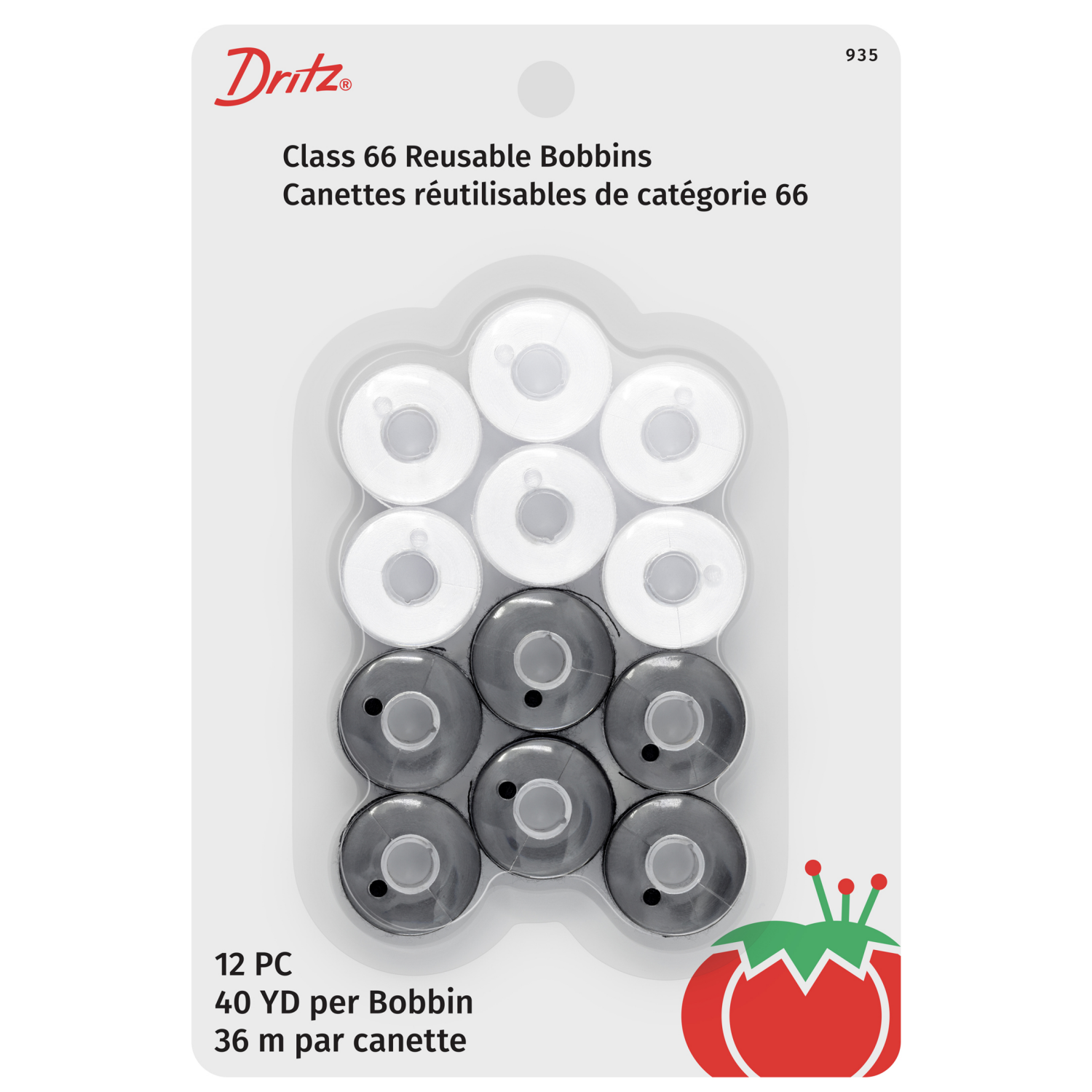 slide 1 of 4, Dritz Class 66 Reusable Bobbins - black and white, 1 ct