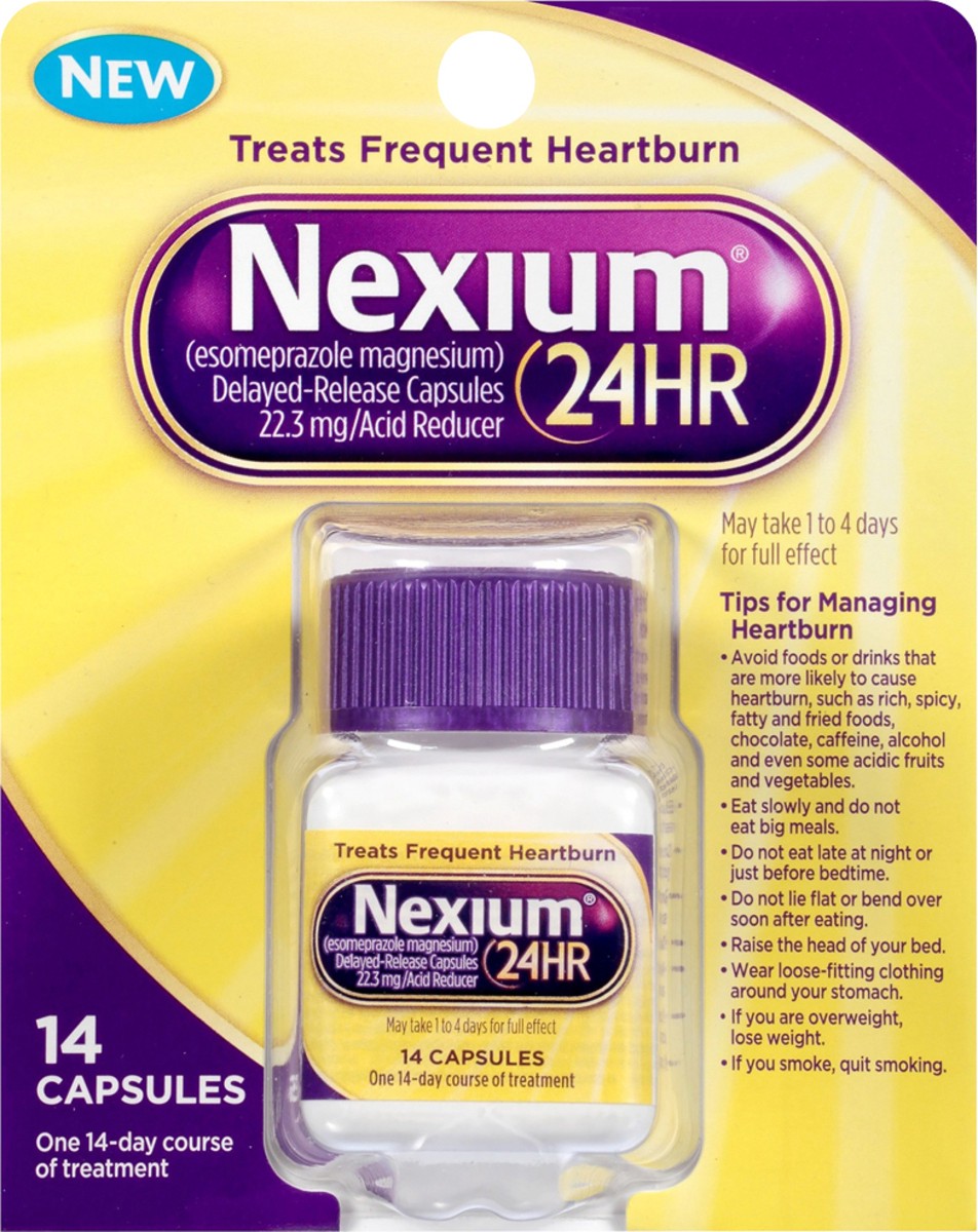 slide 2 of 2, Nexium Capsules 24HR Acid Reducer 14 ea, 1 ct