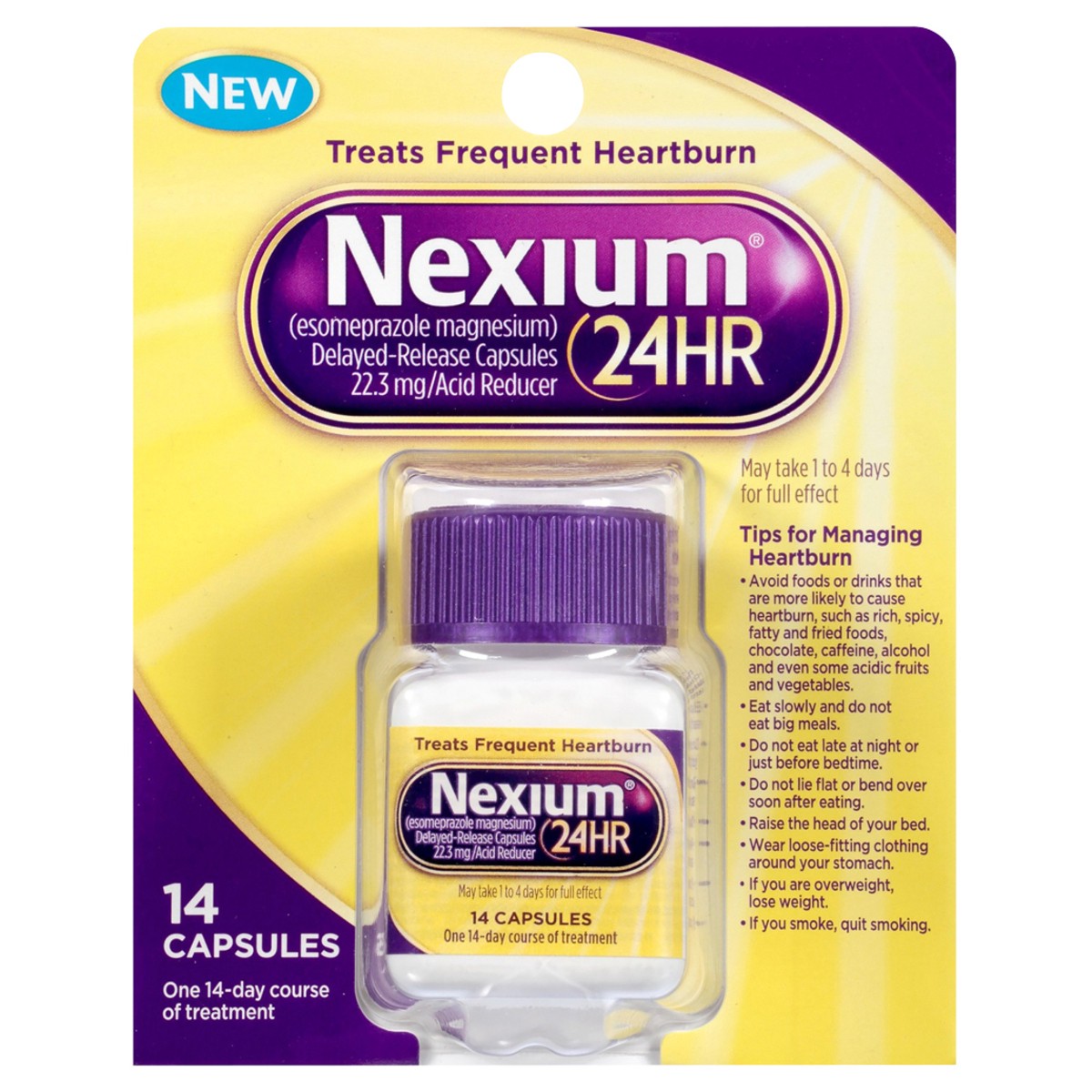 slide 1 of 2, Nexium Capsules 24HR Acid Reducer 14 ea, 1 ct