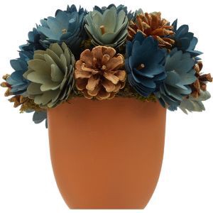 slide 1 of 1, Fall Fest Blue Wood Chip Floral With Base, 1 ct