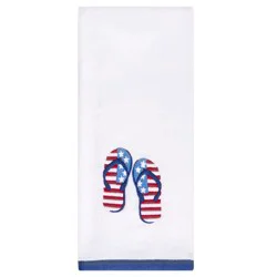 Flip Flop Americana Multi Velour Embroidered Hand Towel, 16 In X 26 In