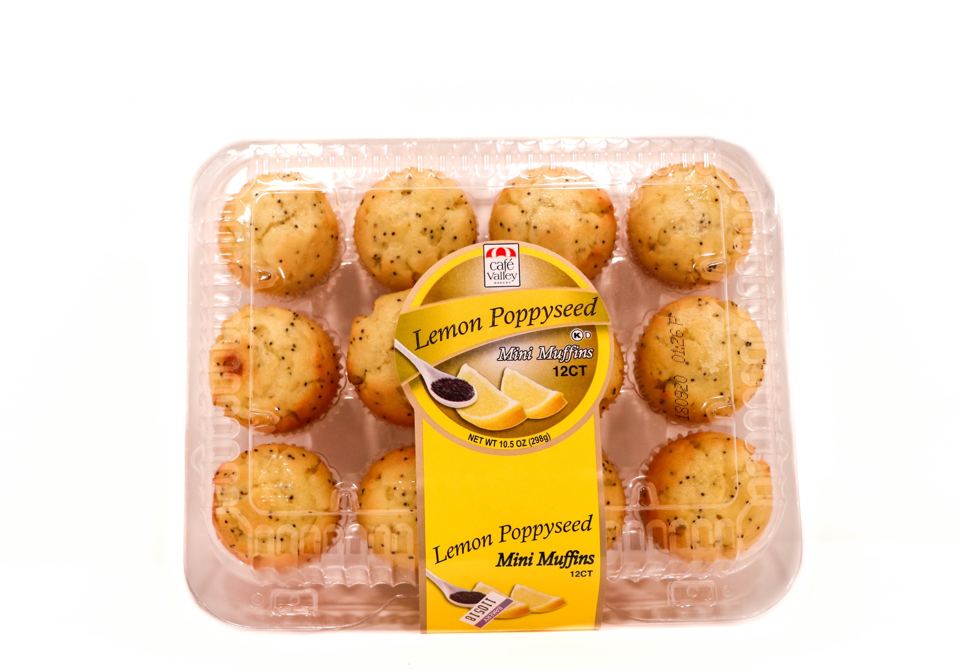 slide 1 of 1, Cafe Valley Mini Lemon Poppyseed Muffins, 10 oz