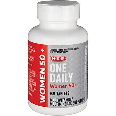 slide 1 of 1, H-E-B Women 50+ One Daily Multivitamin Tablets, 65 ct