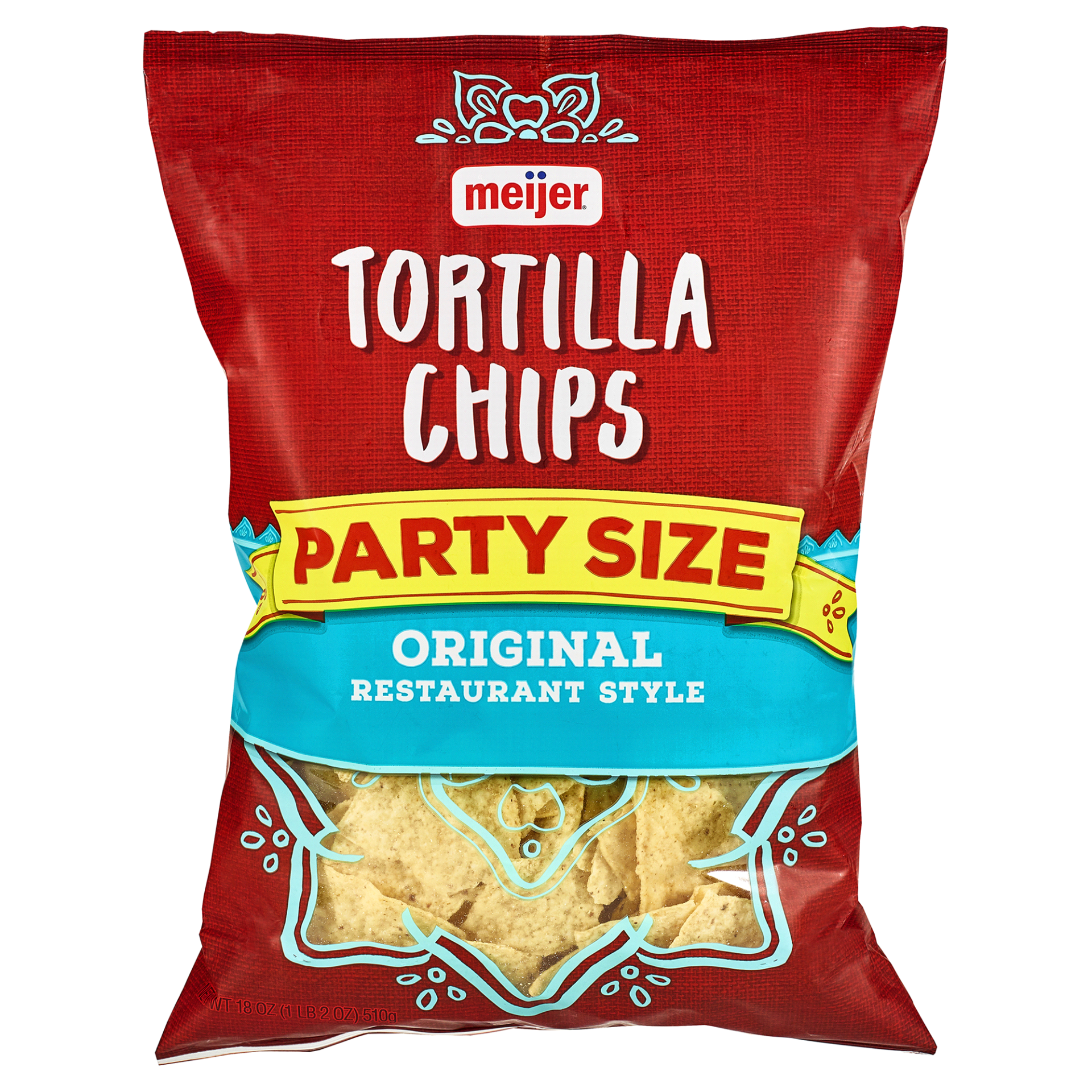 slide 1 of 2, Meijer Party Size Restaurant Style Tortilla Chips, 18 oz