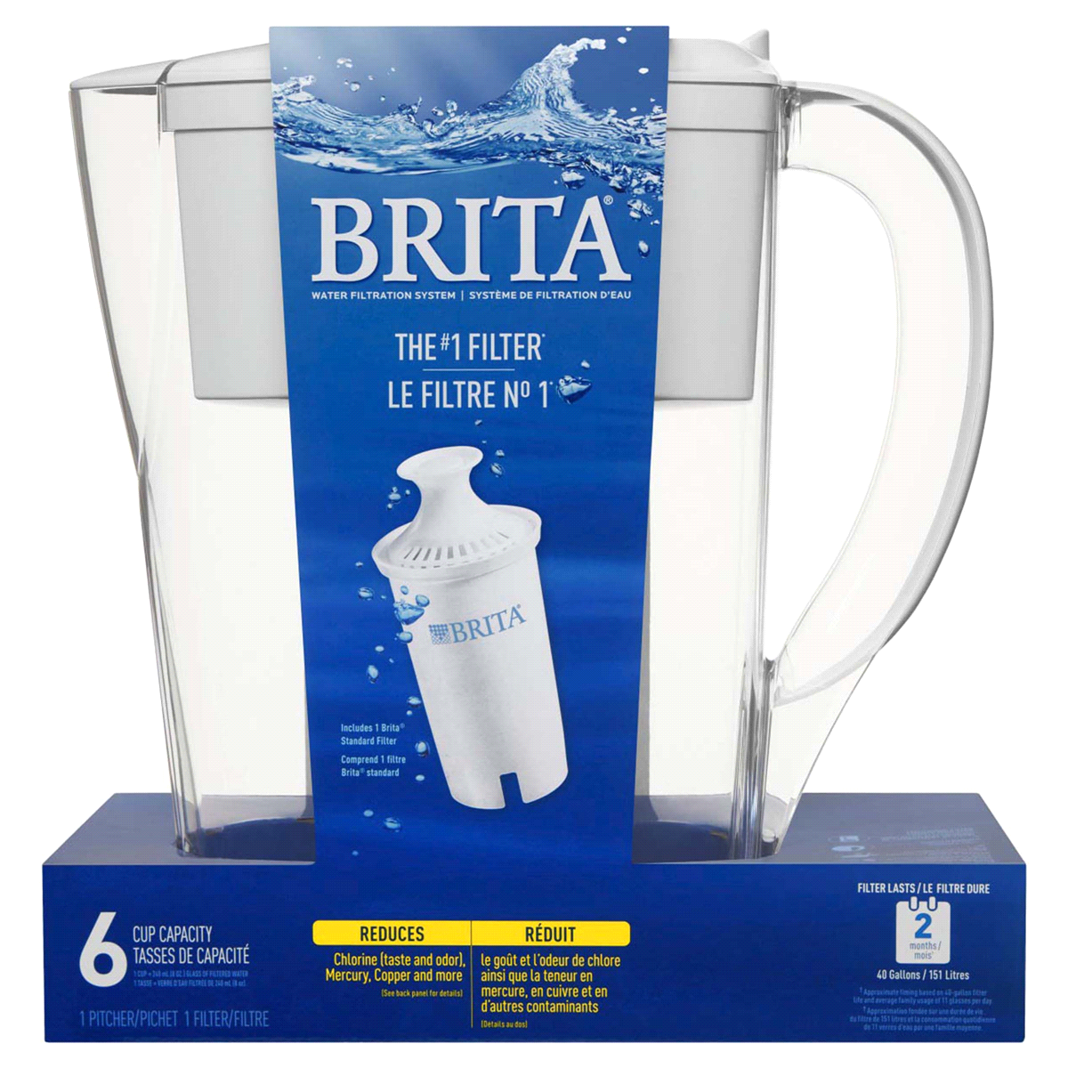 slide 1 of 1, Brita Space Saver Water Filter Pitcher, White, 1 ct
