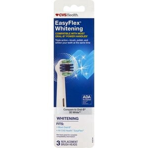 slide 1 of 1, CVS Health Easyflex Antibacterial Whitening Replacement Brush Heads, 3 Ct, 1 ct