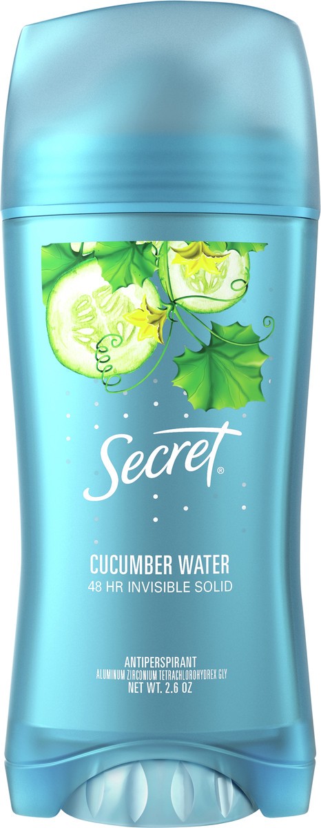 slide 3 of 3, Secret Invisible Solid Antiperspirant and Deodorant, Cucumber Water Scent, 2.6 oz, 2.6 oz