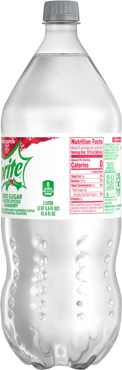 slide 7 of 7, Sprite Winter Spiced Cranberry Zero Sugar, Lemon-Lime and Cranberry Flavored Soda Pop Soft Drink, 2 Liter Bottle, 2 liter