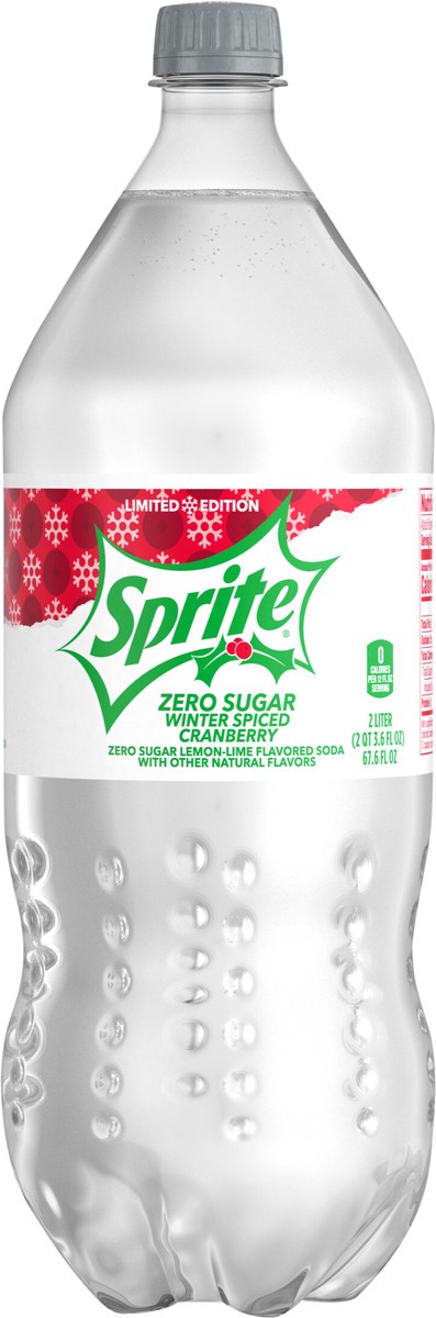 slide 2 of 7, Sprite Winter Spiced Cranberry Zero Sugar, Lemon-Lime and Cranberry Flavored Soda Pop Soft Drink, 2 Liter Bottle, 2 liter