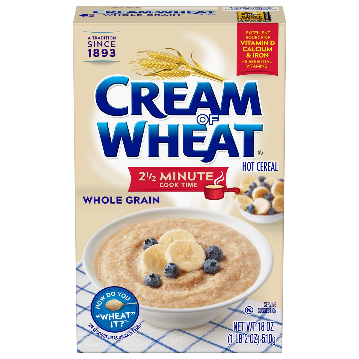 slide 1 of 1, Cream Of Wheat Whole Grain Hot Cereal 18 oz, 18 oz