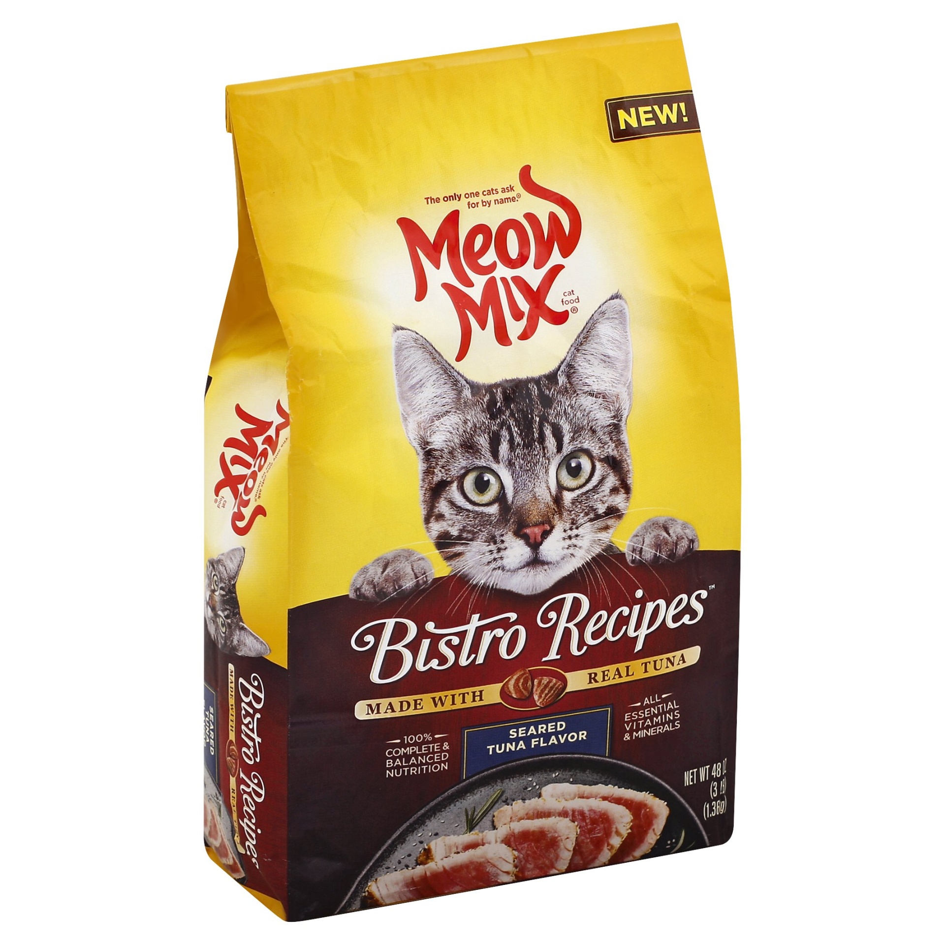 slide 1 of 1, Meow Mix Bistro Recipes Seared Tuna Flavor Dry Cat Food, 3 lb